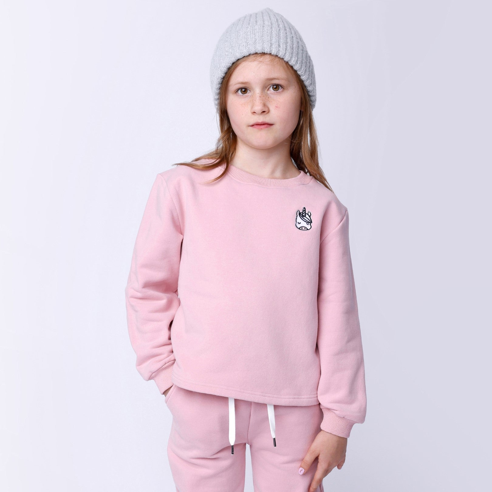 Unicorn Patch Furry Crew - Muted Pink