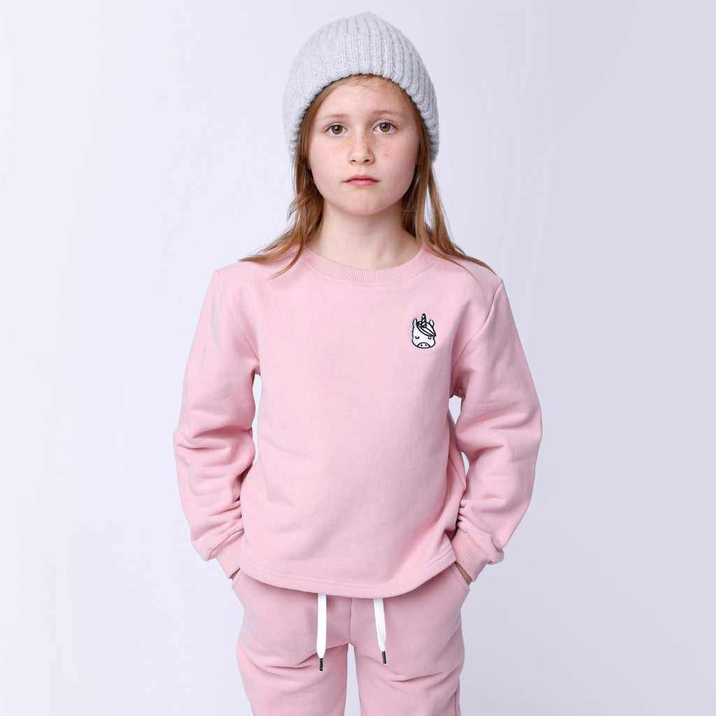 Unicorn Patch Furry Crew - Muted Pink
