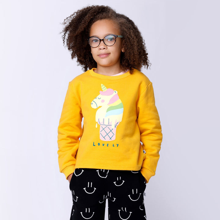 Minti Unicorn Icecream Furry Crew - Mustard