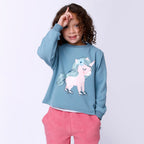 Flower Unicorn Crew - Muted Green