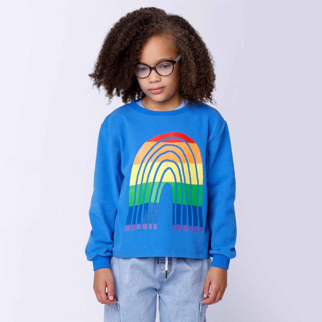 Minti Stripey Rainbow Crew - Bright Blue