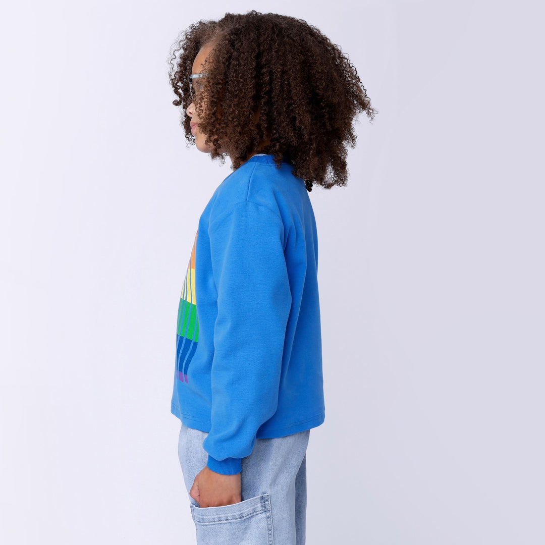 Minti Stripey Rainbow Crew - Bright Blue