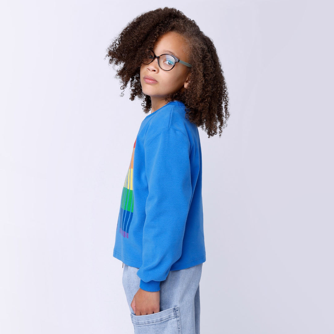 Minti Stripey Rainbow Crew - Bright Blue