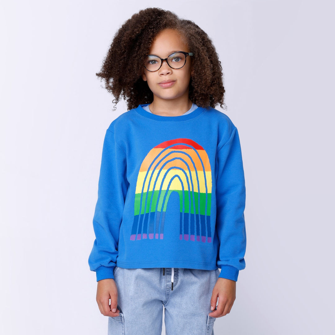 Minti Stripey Rainbow Crew - Bright Blue