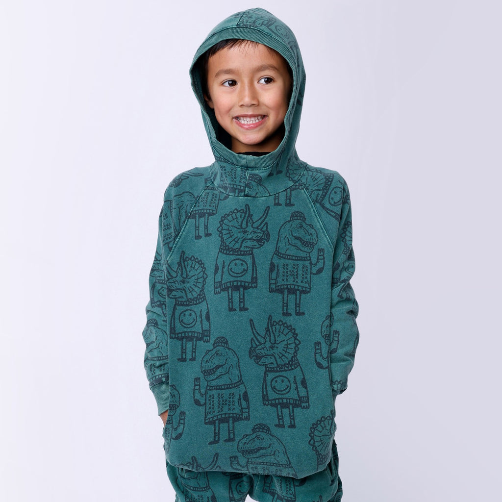 Minti Dino Buddies Hood - Forest Wash