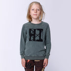 Geometric Hi Crew - Olive Wash