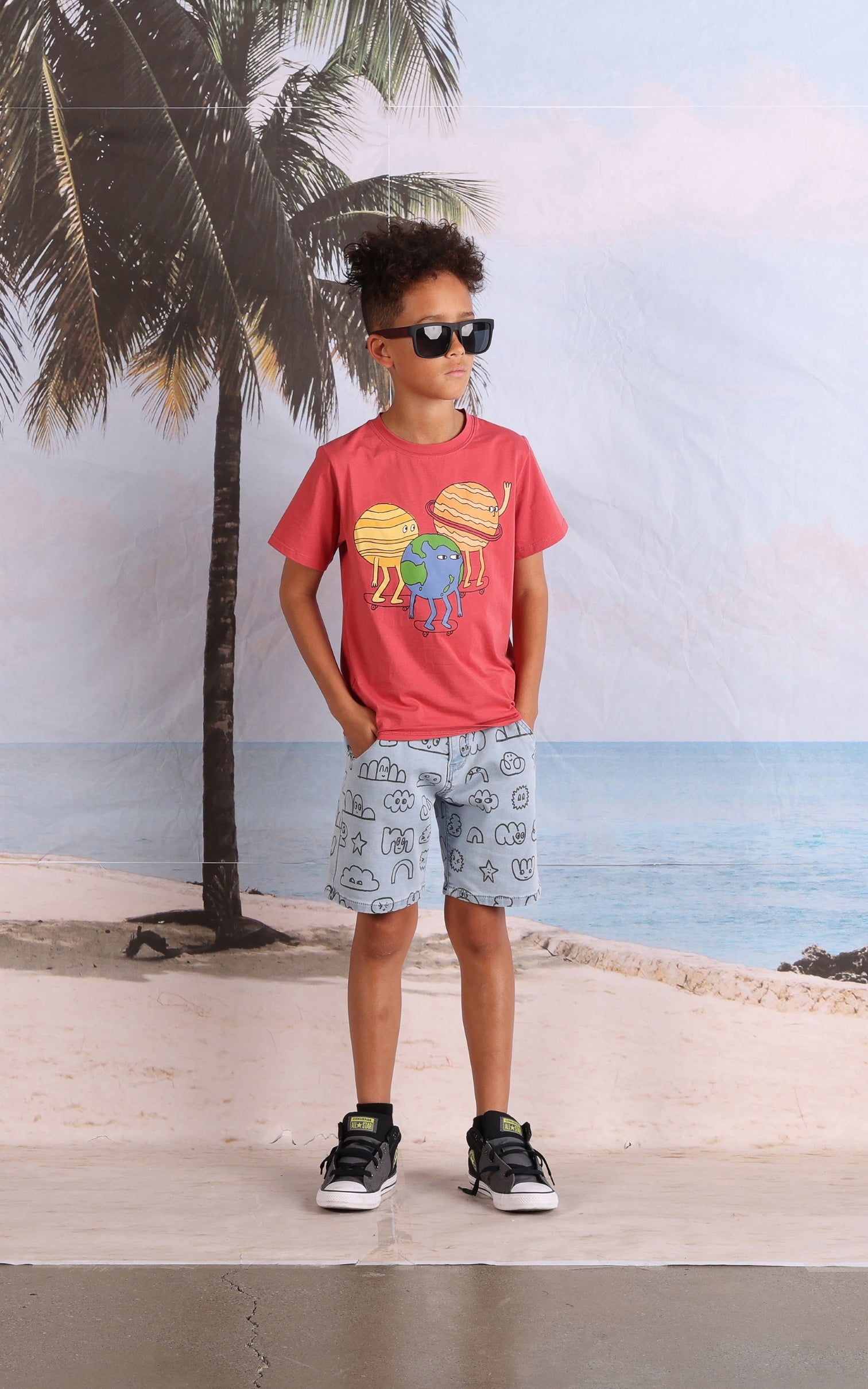 Minti Planet Skaters Tee - Melon
