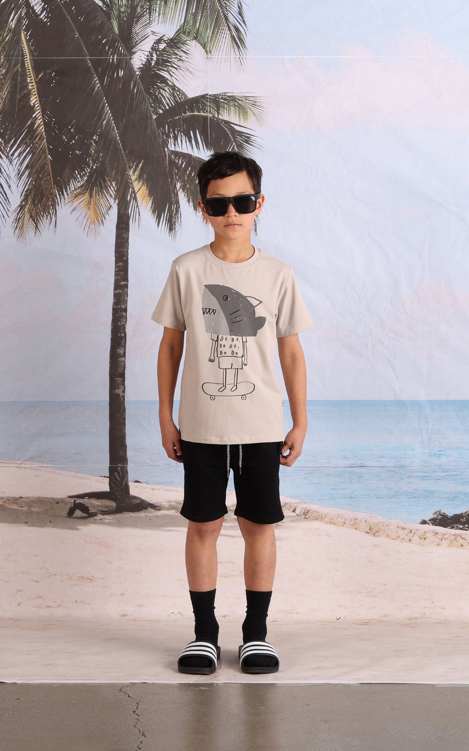 Minti Shark Mask Tee - Chalk