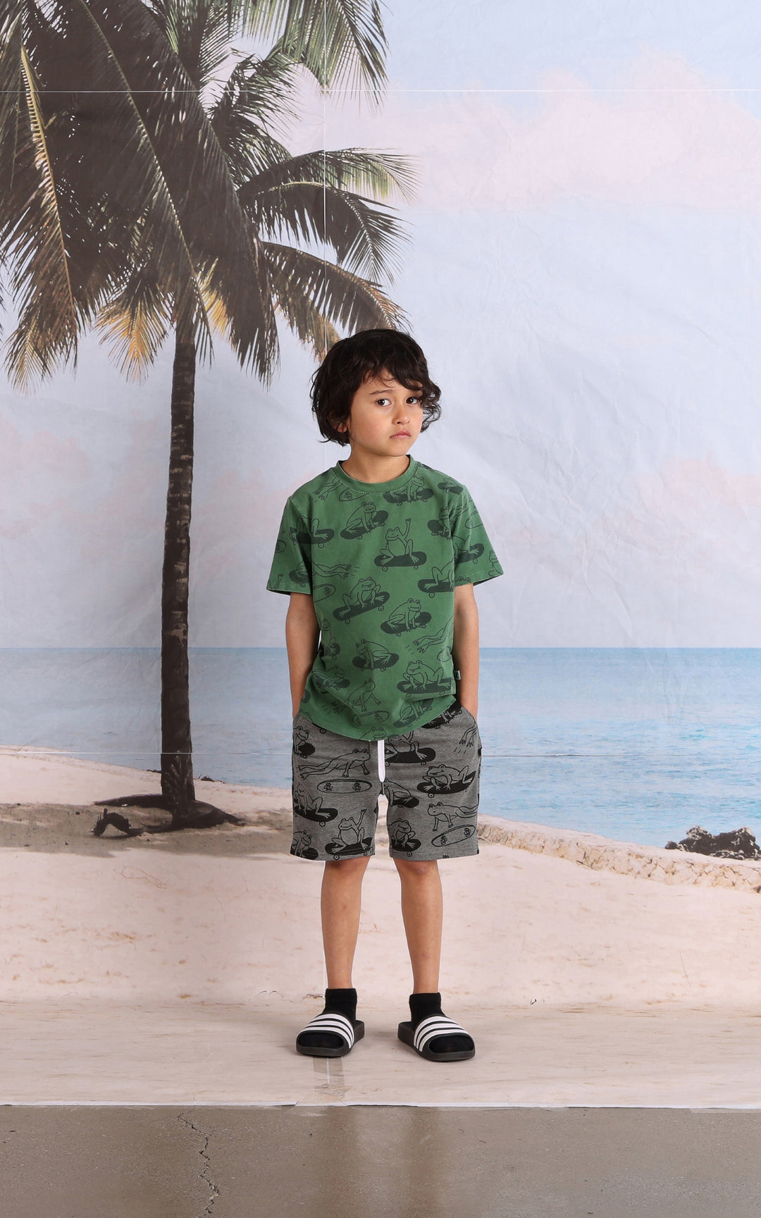 Minti Skate Frogs Short - Charcoal Marle