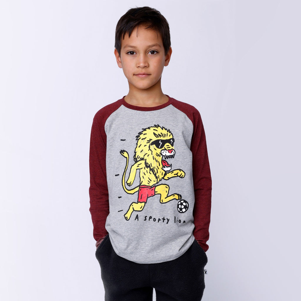 A Sporty Lion Tee - Grey/Red Marle