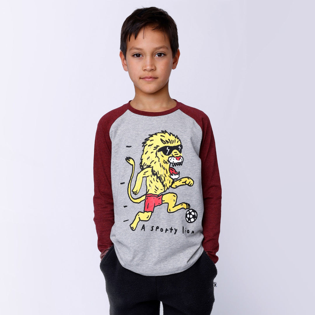 Minti A Sporty Lion Tee - Grey/Red Marle