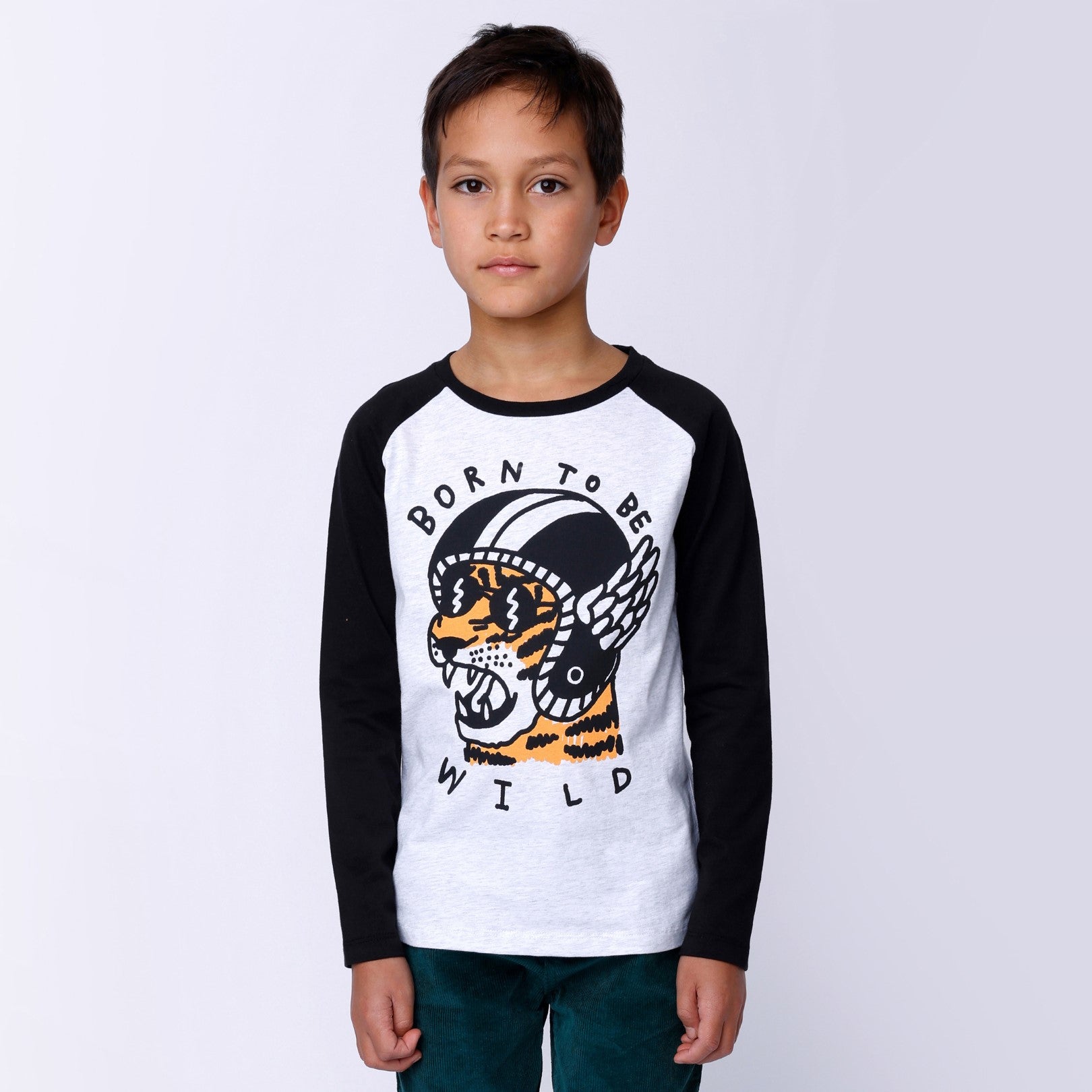 Born To Be Wild Tee - White Marle/Black