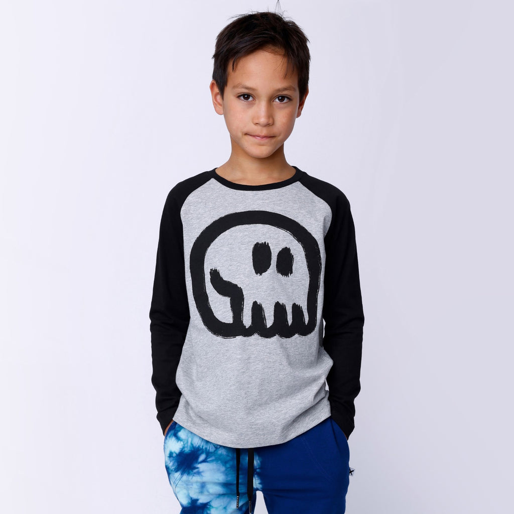 Charcoal Skull Tee - Grey Marle/Black