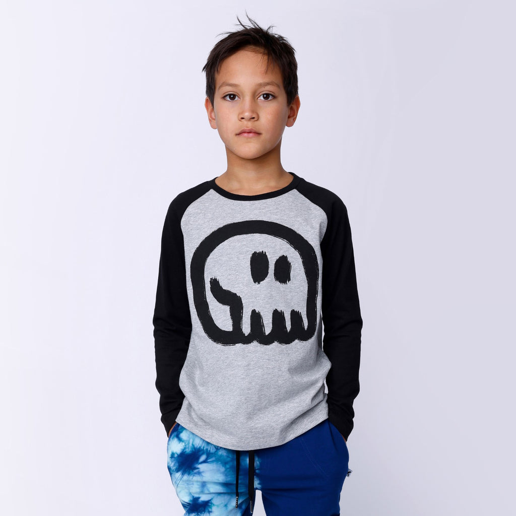 Charcoal Skull Tee - Grey Marle/Black