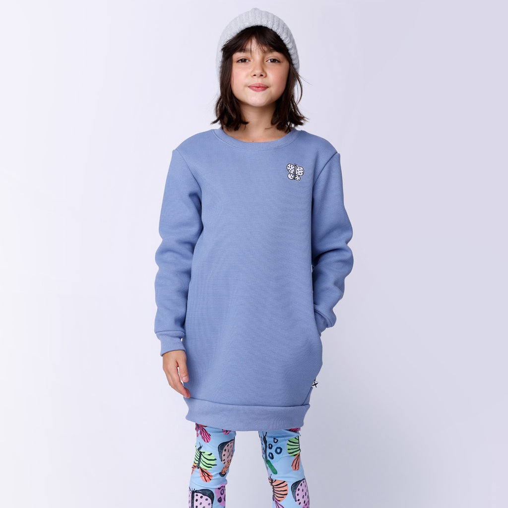 Furry Waffle Dress - Cornflower