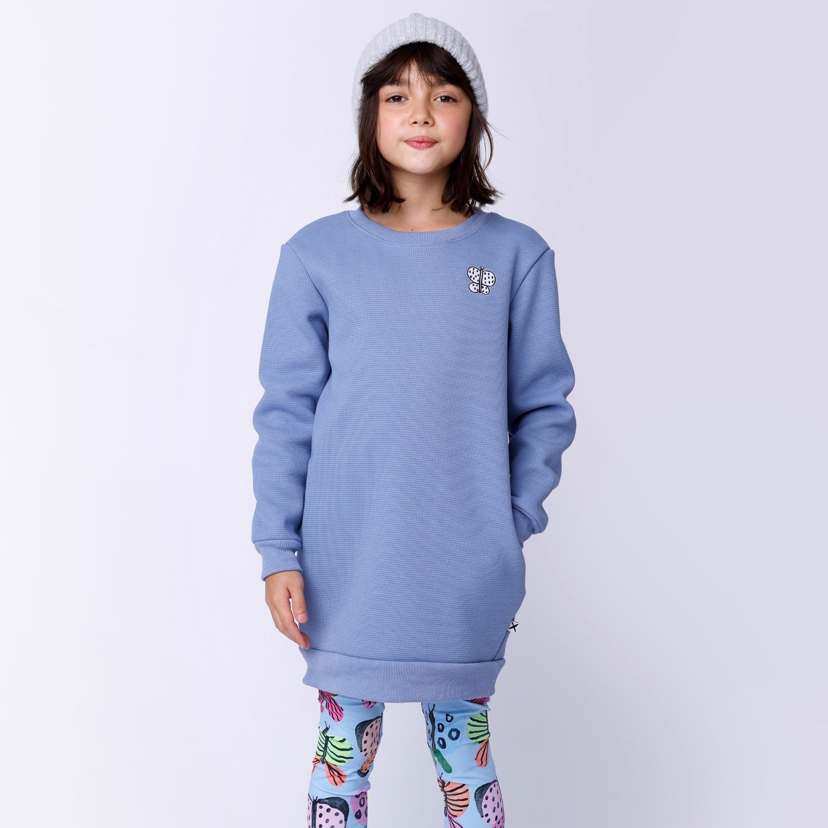 Furry Waffle Dress - Cornflower