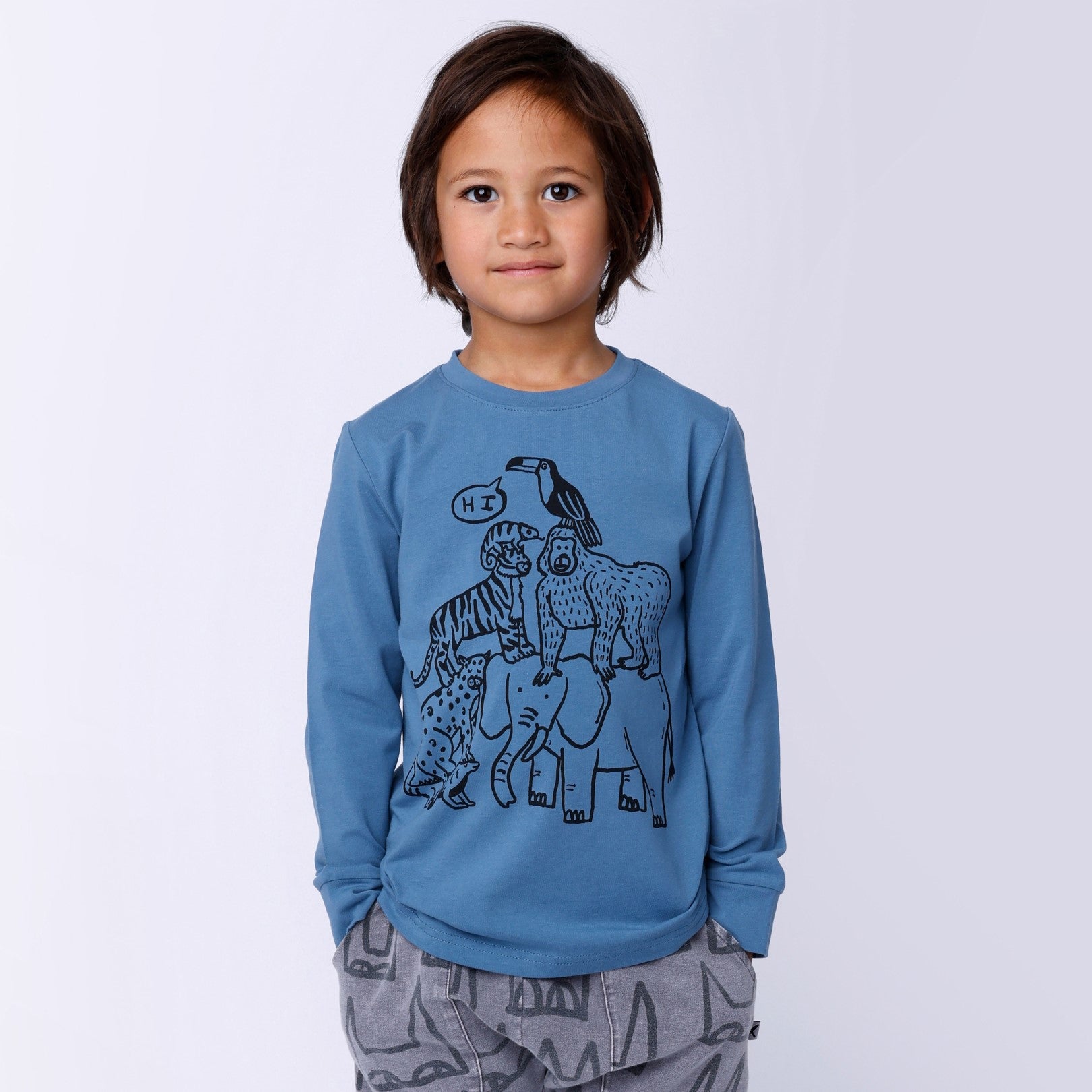Animal Pile Up Tee - Steel