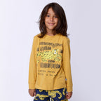 Relaxing Cheetah Tee - Mustard Marle