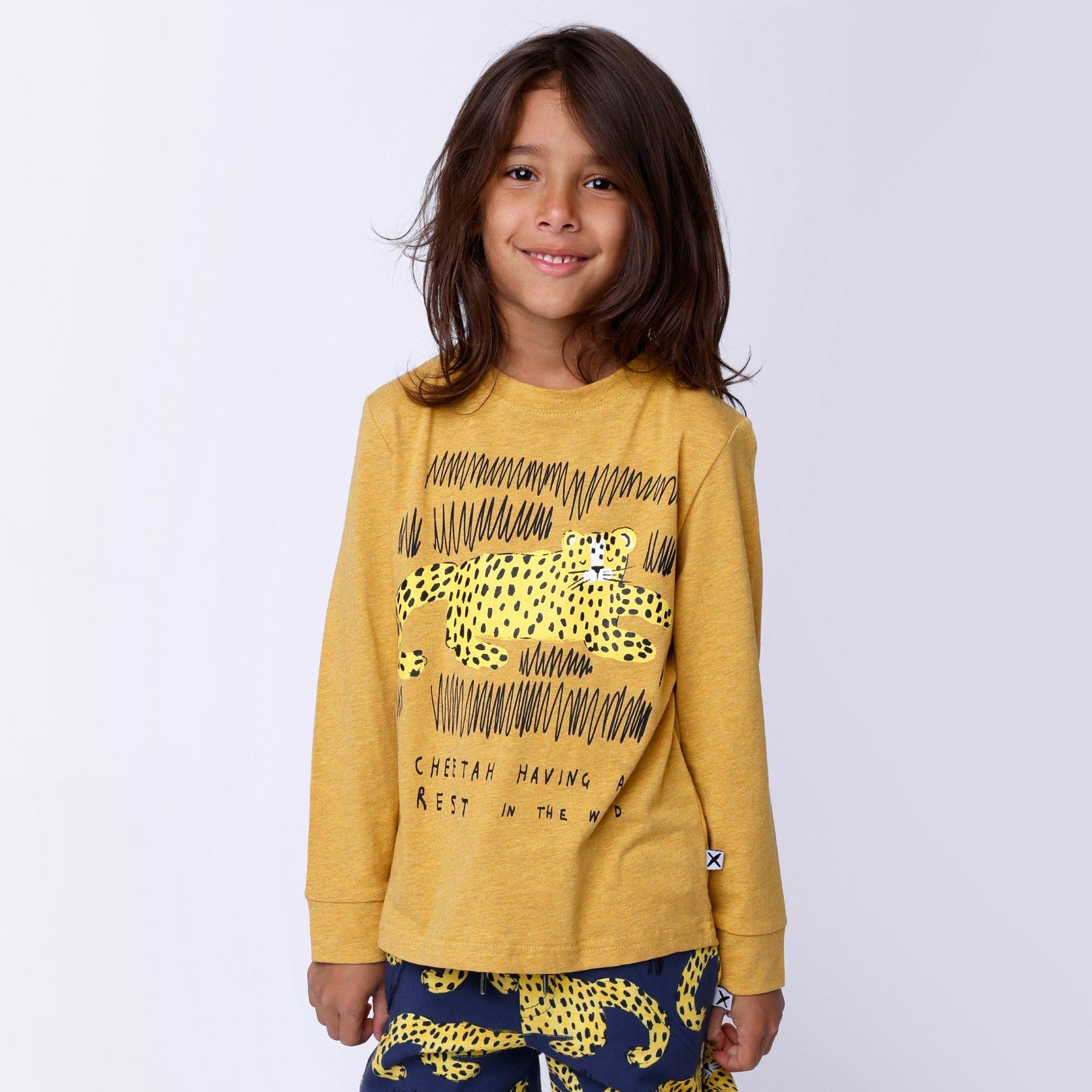 Relaxing Cheetah Tee - Mustard Marle