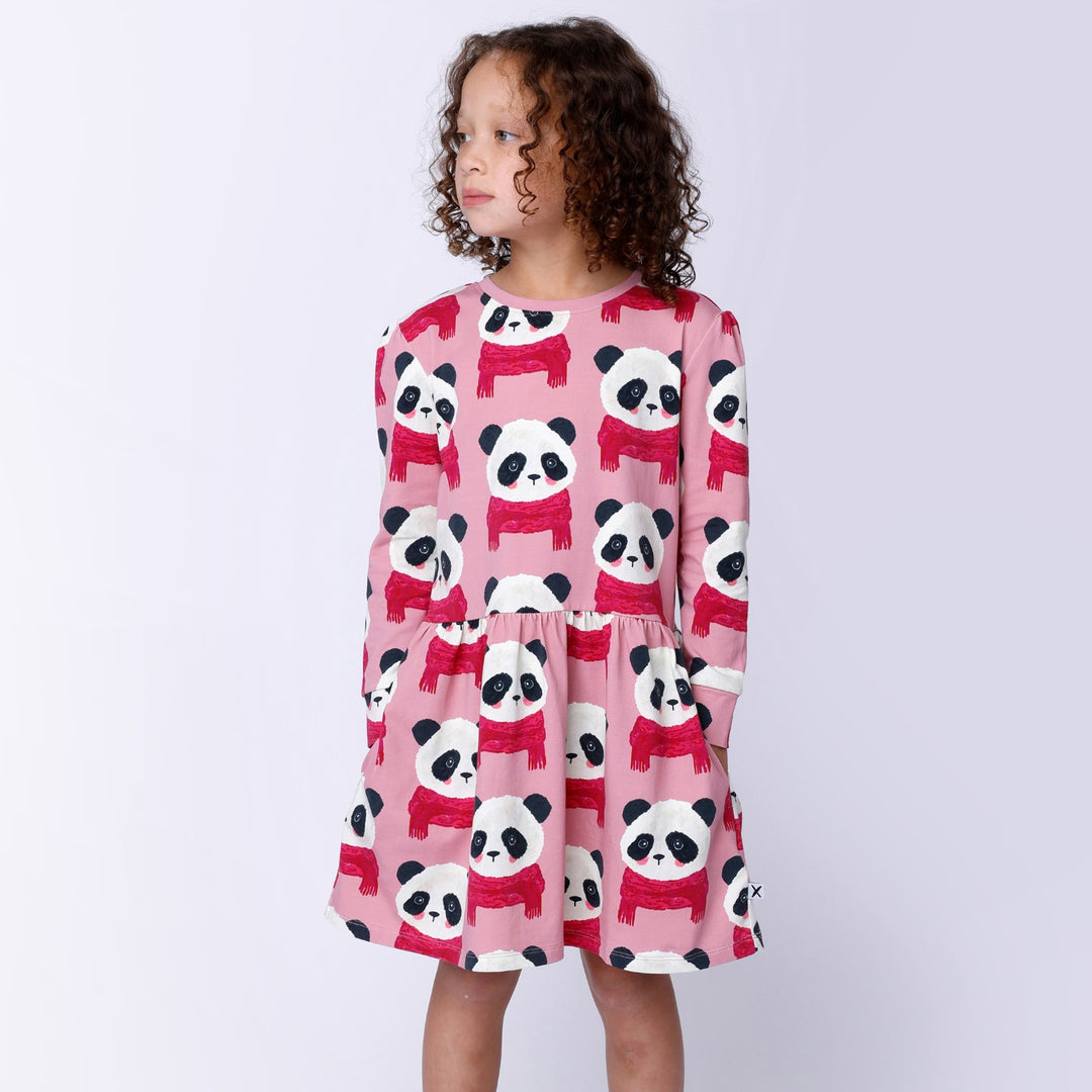 Minti Cosy Pandas Dress - Fuchsia