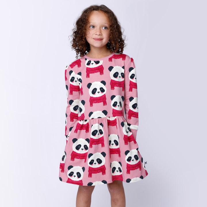 Minti Cosy Pandas Dress - Fuchsia