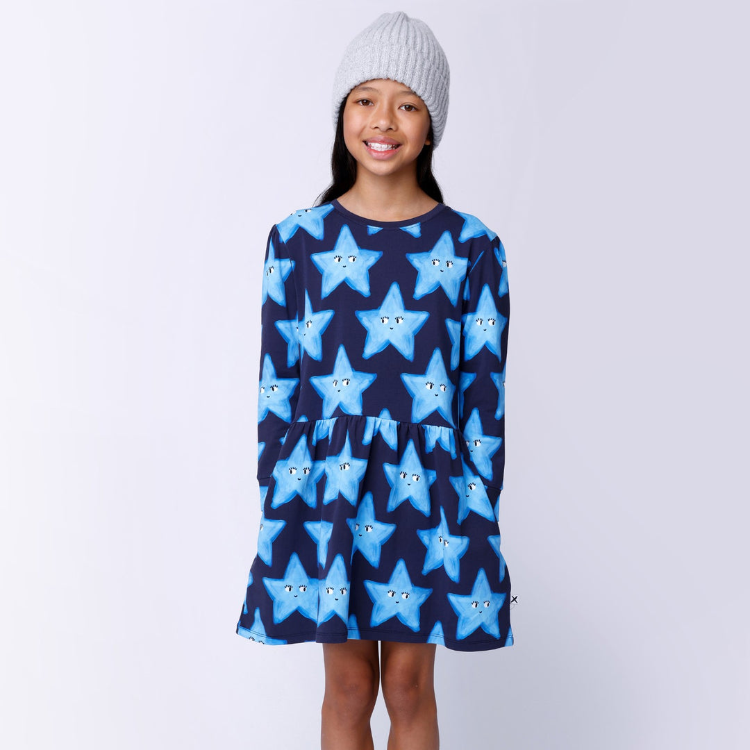 Minti Painted Star Dress - Dark Blue