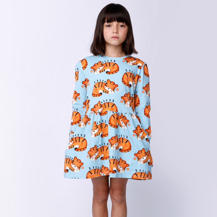 Minti Sleepy Tigers Dress - Aqua