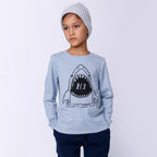 Hi Shark Tee - Muted Blue Stripe