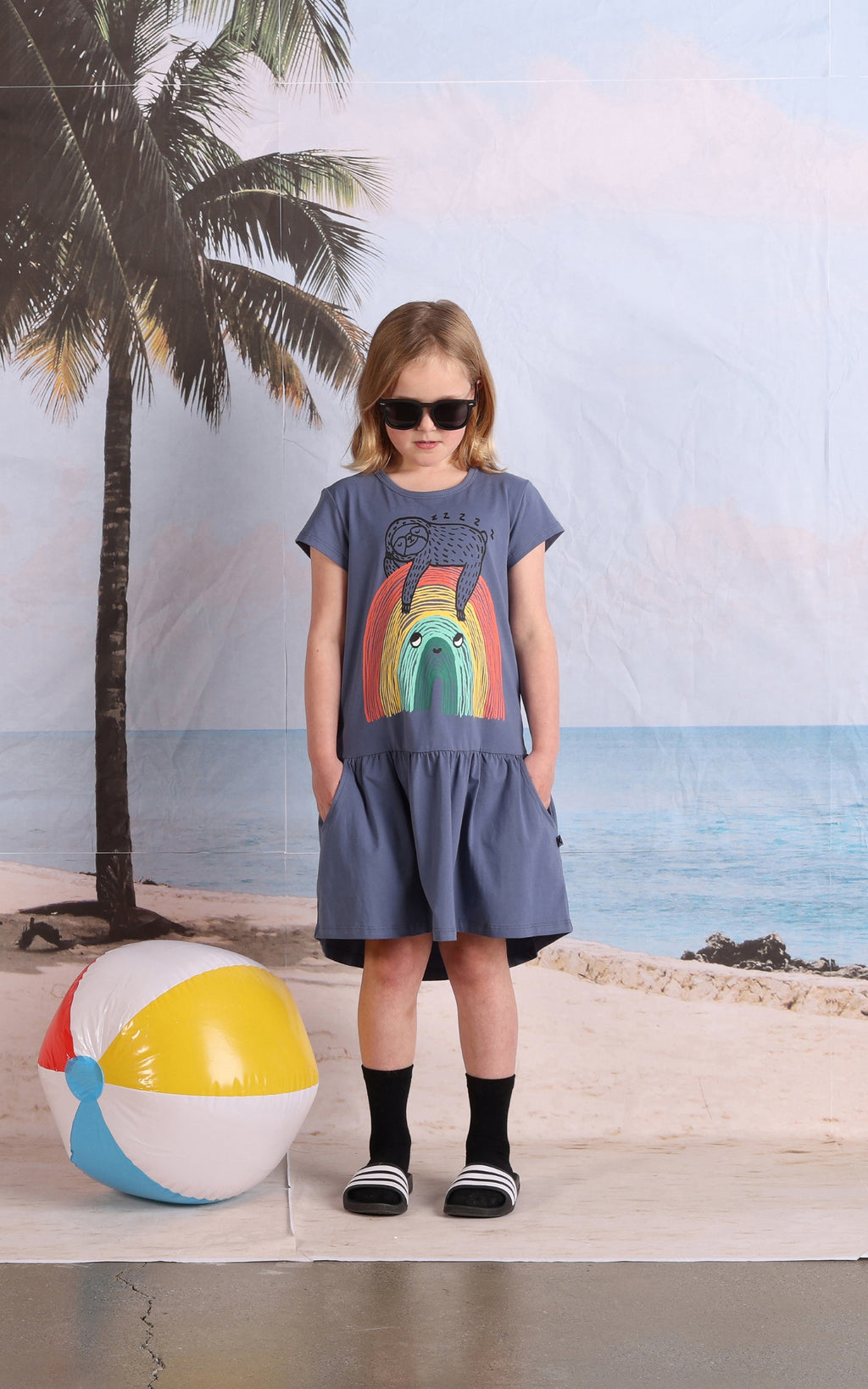 Minti Sloth-Bow Dress - Midnight