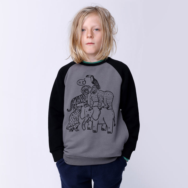 Minti Animal Pile Up Furry Crew - Dark Grey/Black