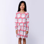 Painted Owls Dress - Pink