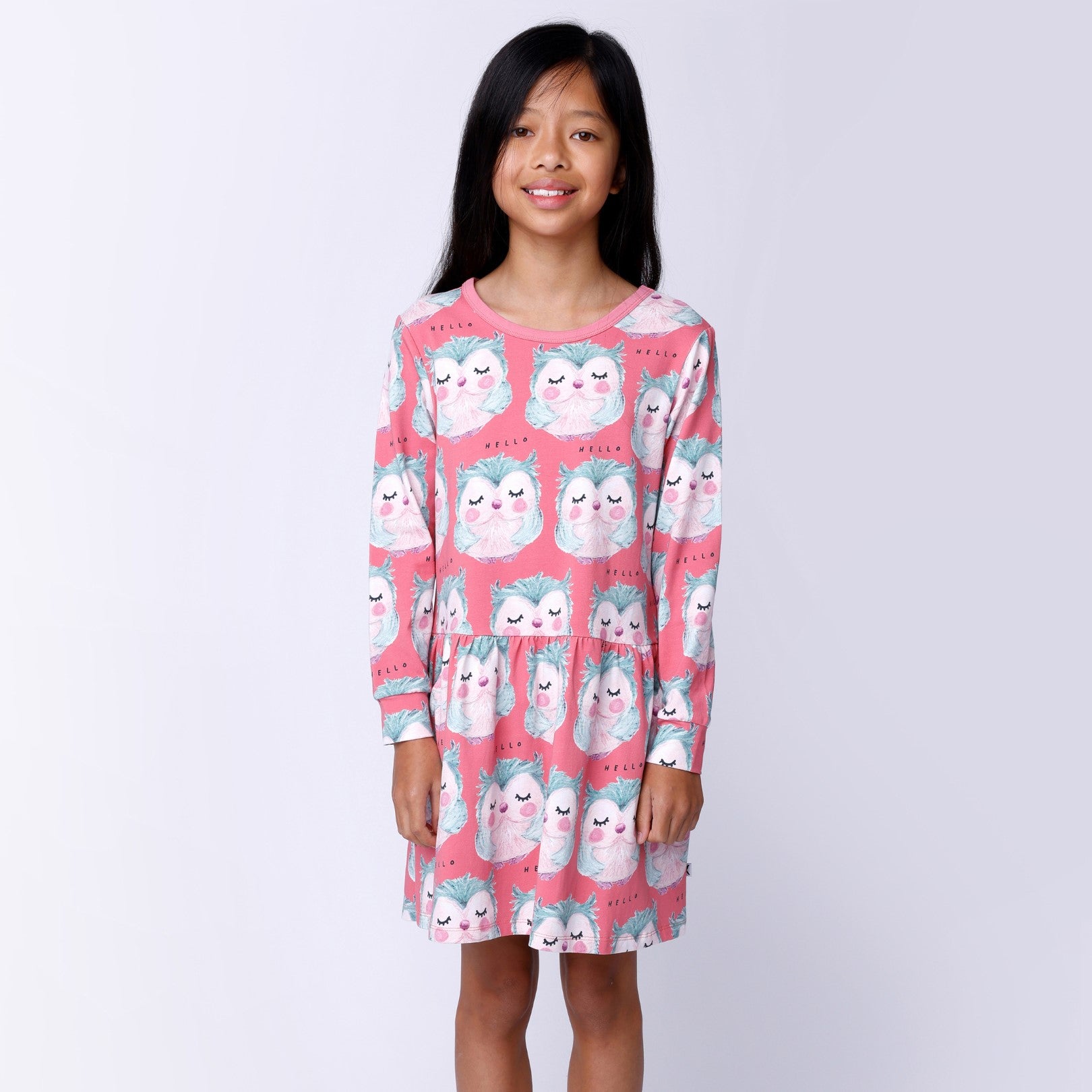 Painted Owls Dress - Pink