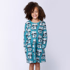 Painted Raccoons Dress - Green