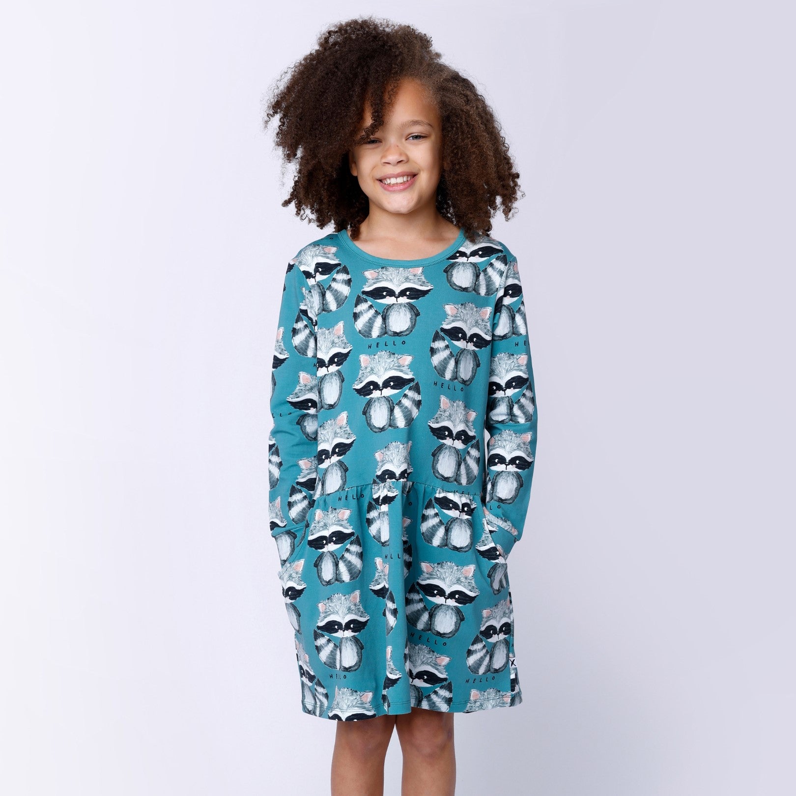 Painted Raccoons Dress - Green