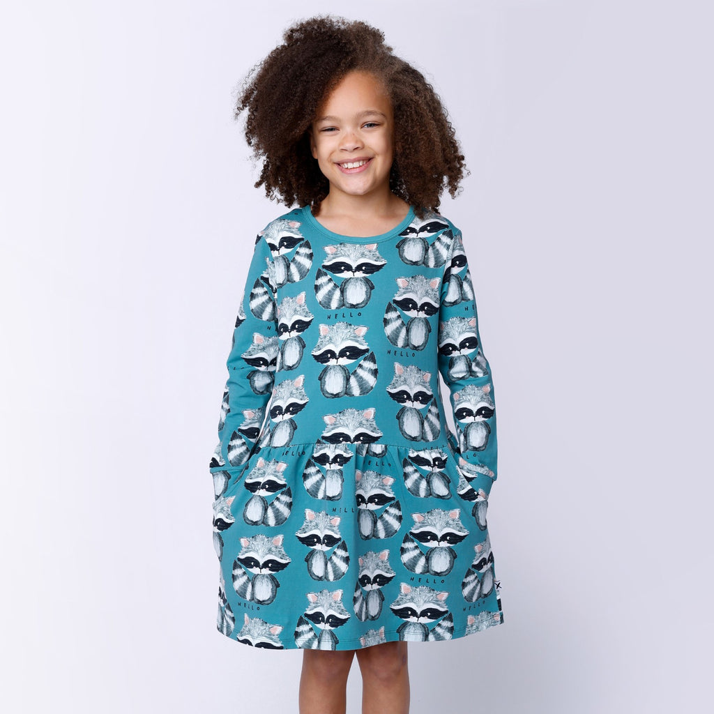 Painted Raccoons Dress - Green