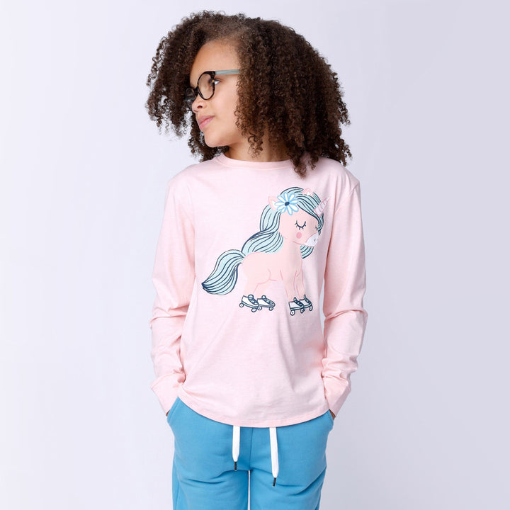 Minti Flower Unicorn Tee - Pink Marle