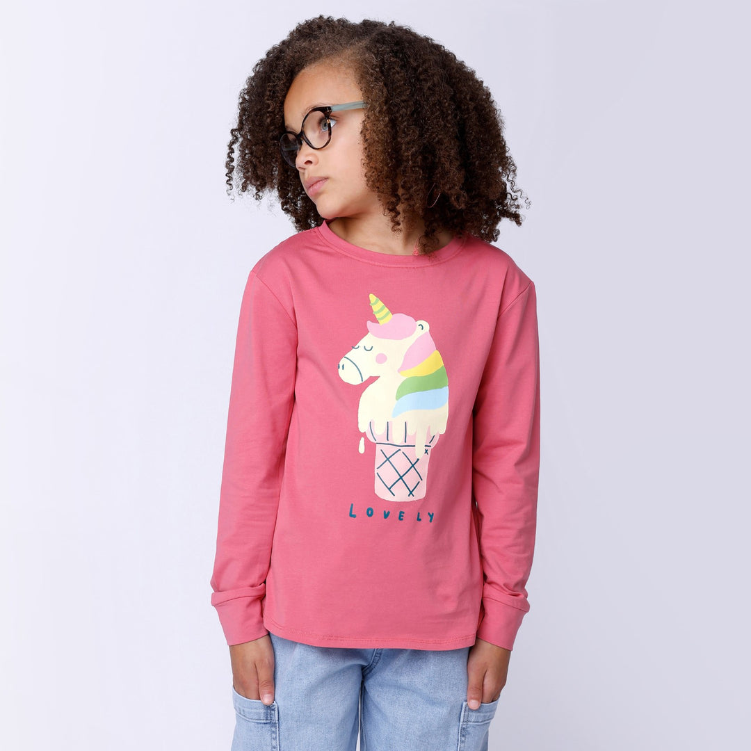 Minti Unicorn Icecream Tee - Rose