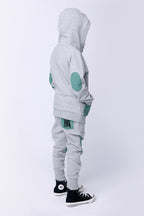 Nylon Patch Furry Trackies - Grey Marle/Green