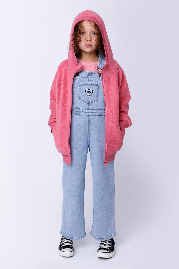 Minti Happy Heart Denim Overalls - Blue Denim