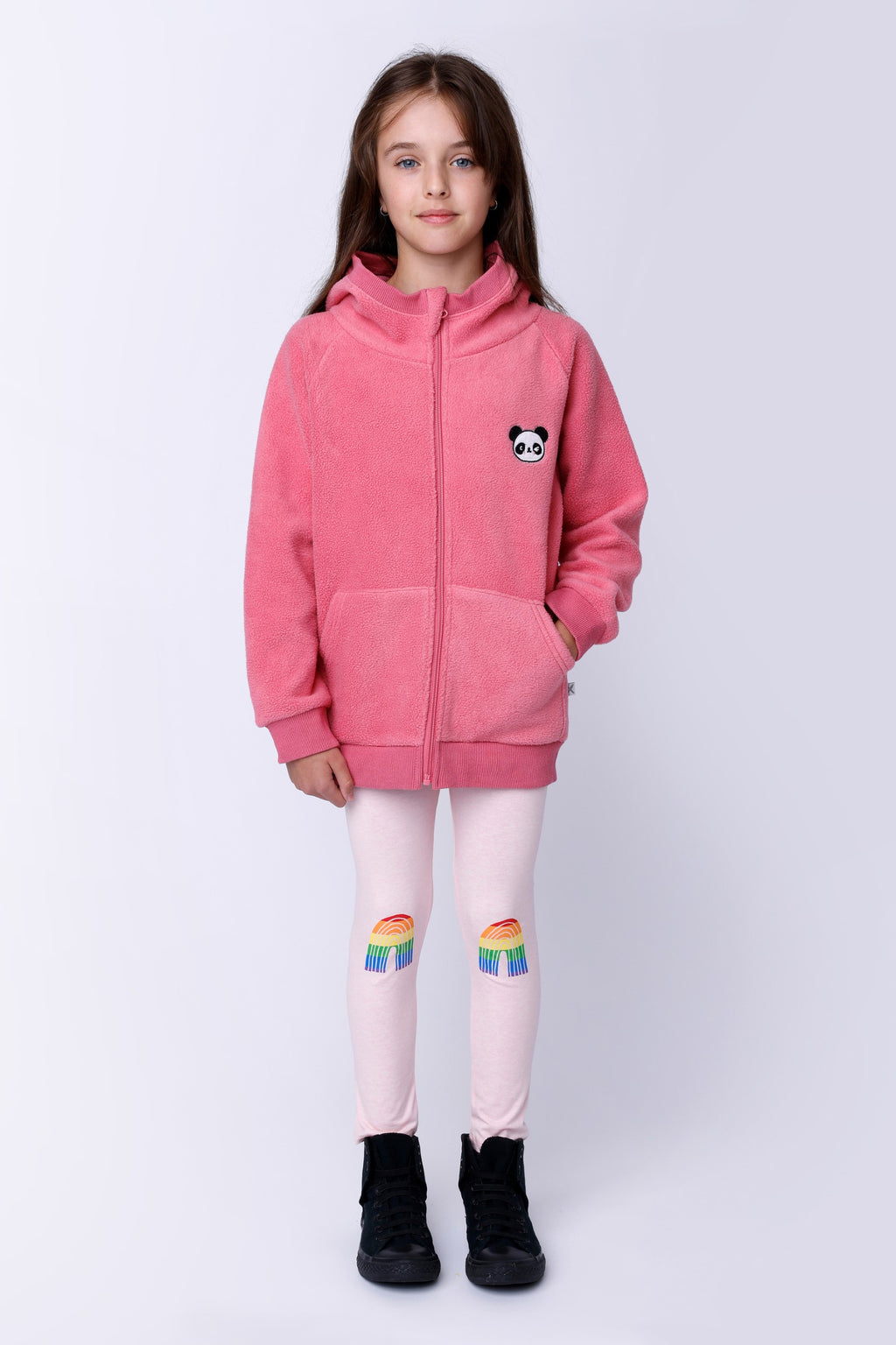 Stripey Rainbow Tights - Pink Marle