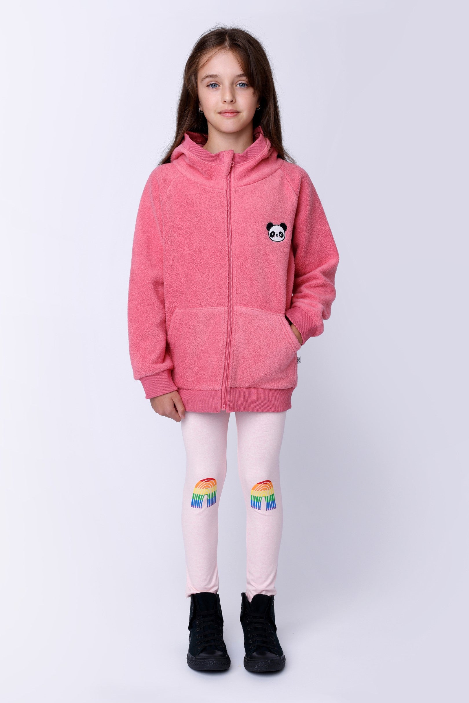 Stripey Rainbow Tights - Pink Marle