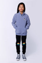 Stripey Rainbow Furry Trackies - Black