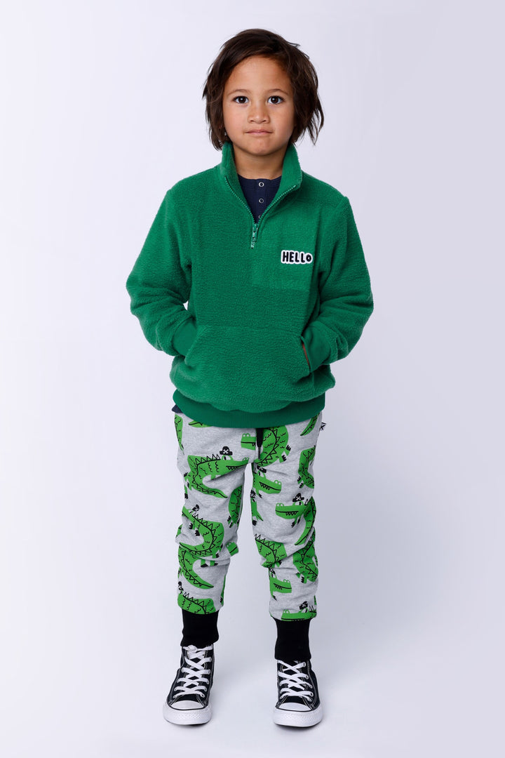 Minti Captain Croc Furry Trackies - Grey Marle