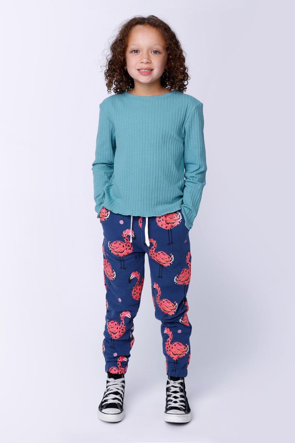Flamingo Party Furry Trackies - Navy