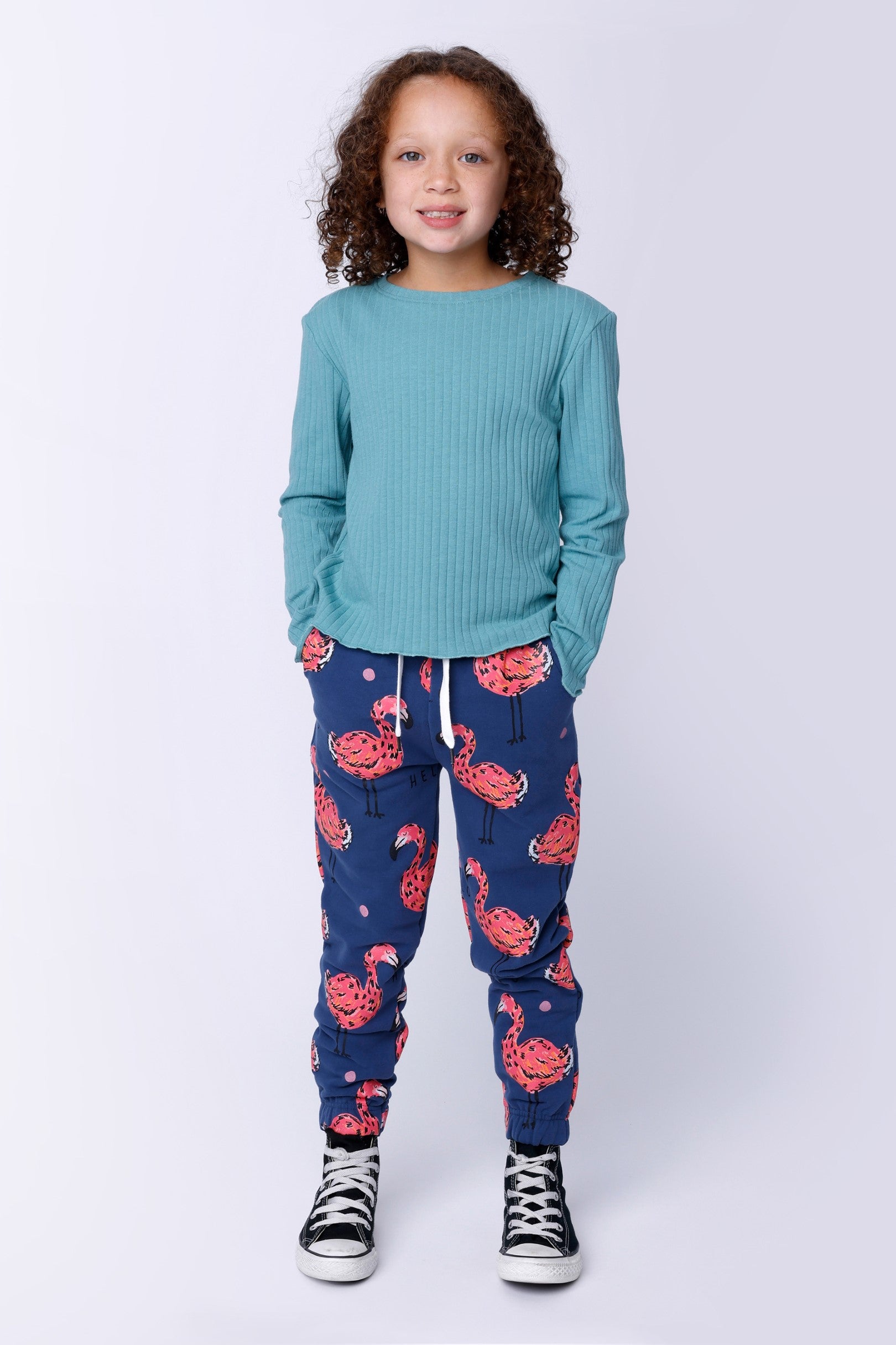 Flamingo Party Furry Trackies - Navy