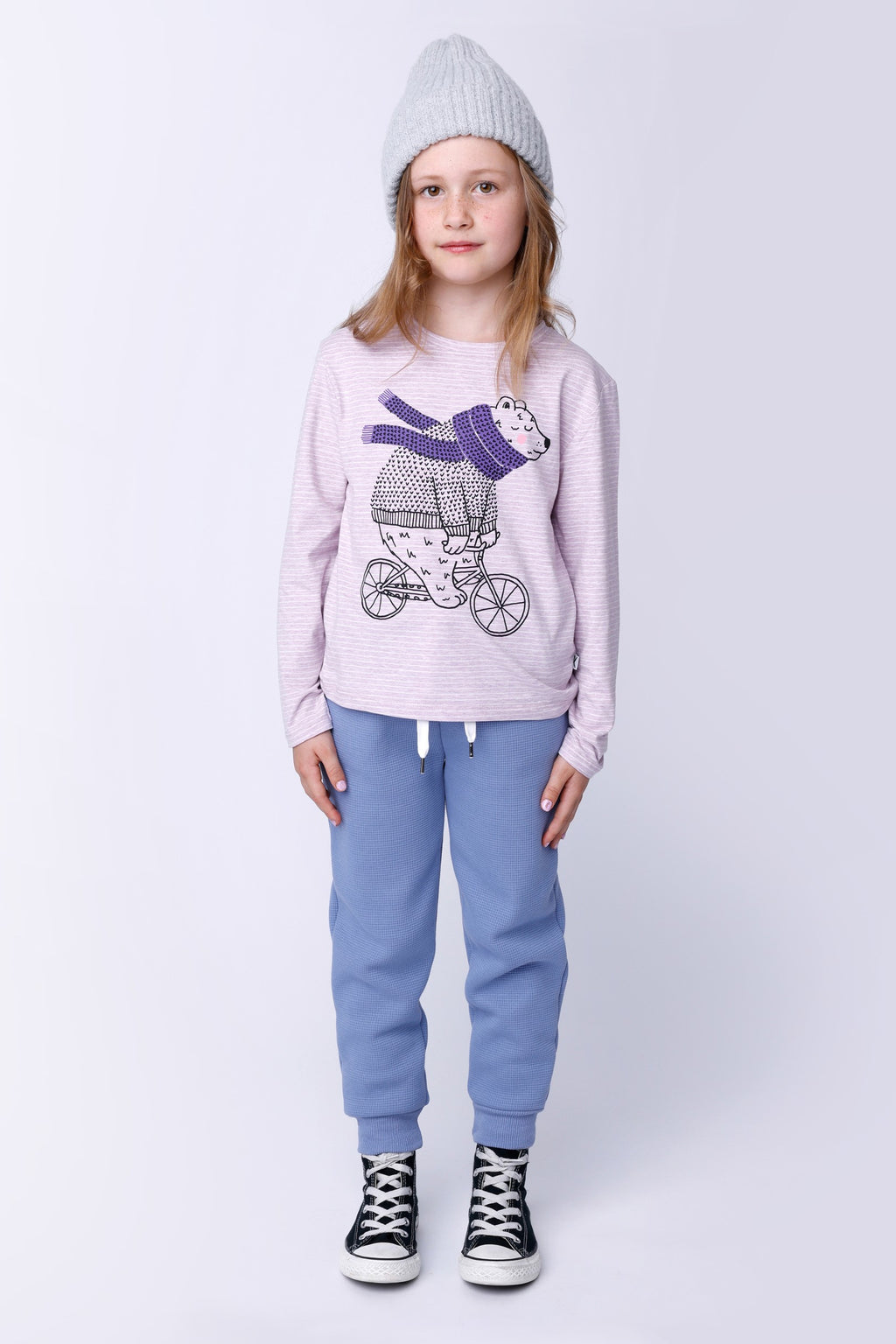 Furry Waffle Trackies - Cornflower