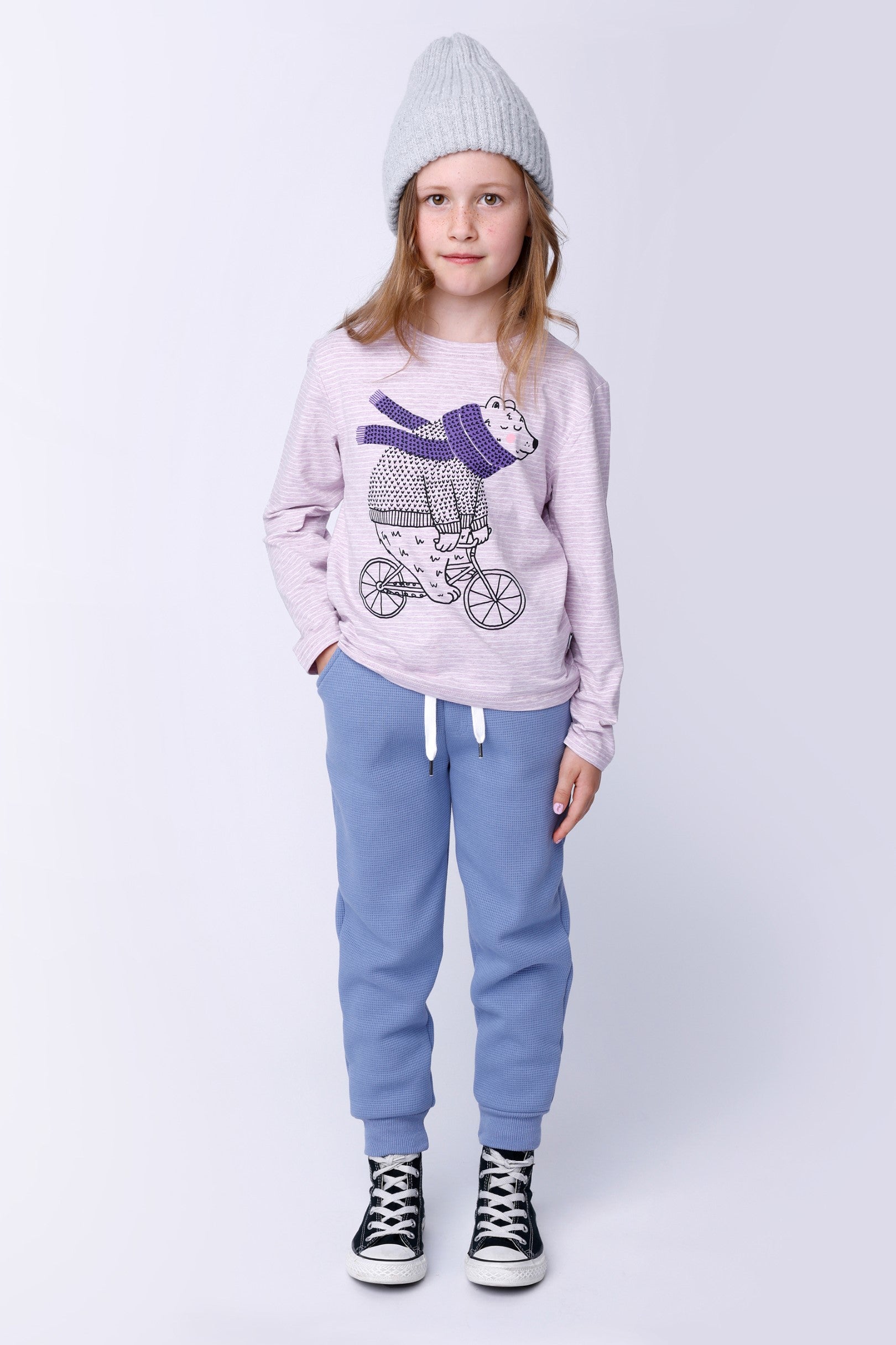 Furry Waffle Trackies - Cornflower