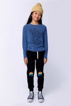Stripey Rainbow Furry Trackies - Black