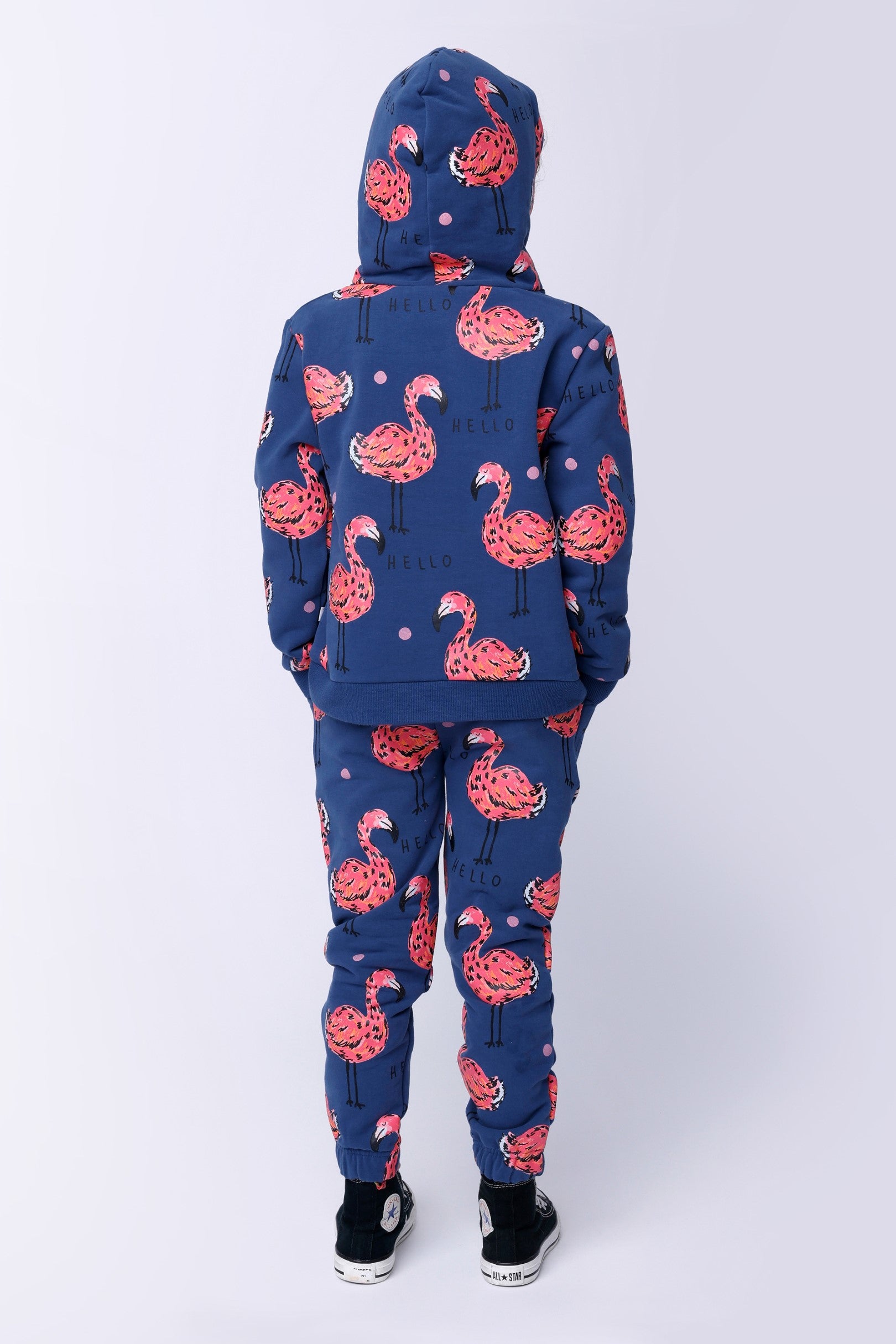 Flamingo Party Furry Trackies - Navy