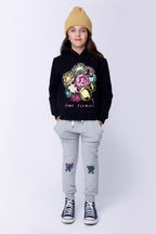 Butterfly Knee Furry Trackies - Grey Marle